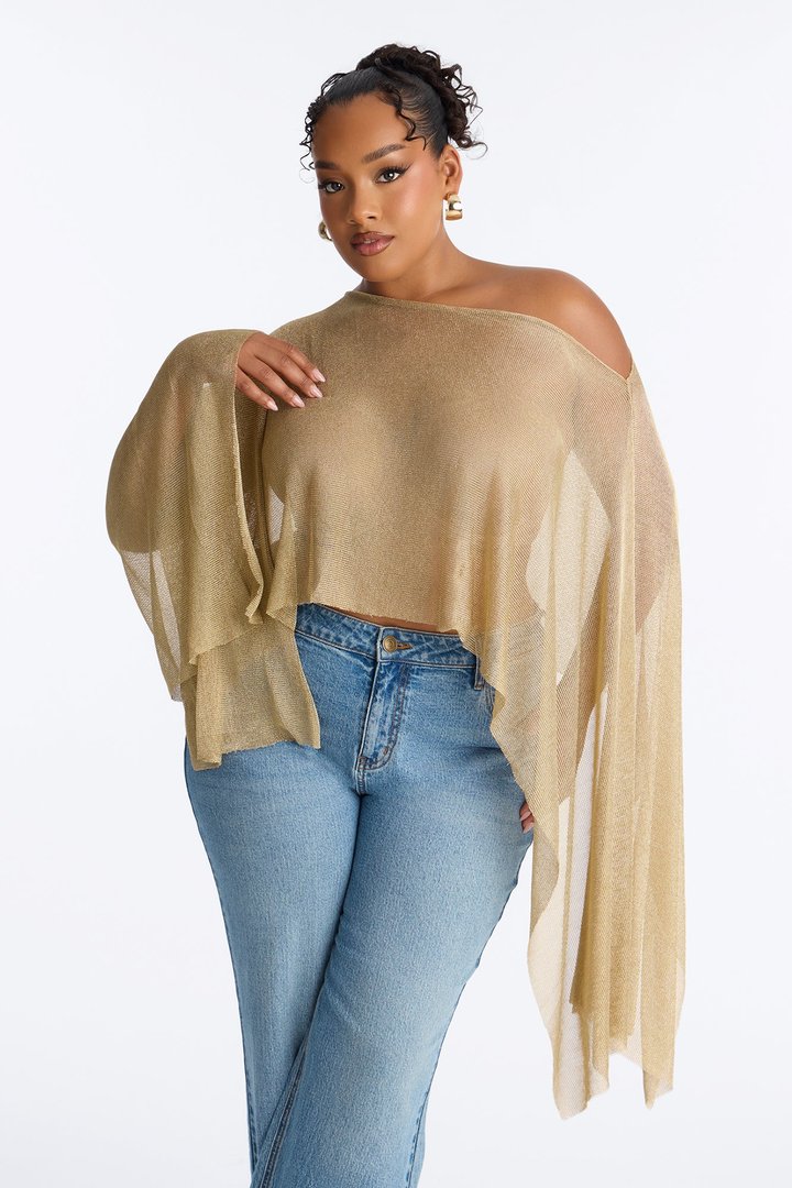 Simmering Sea Off Shoulder Top - Gold