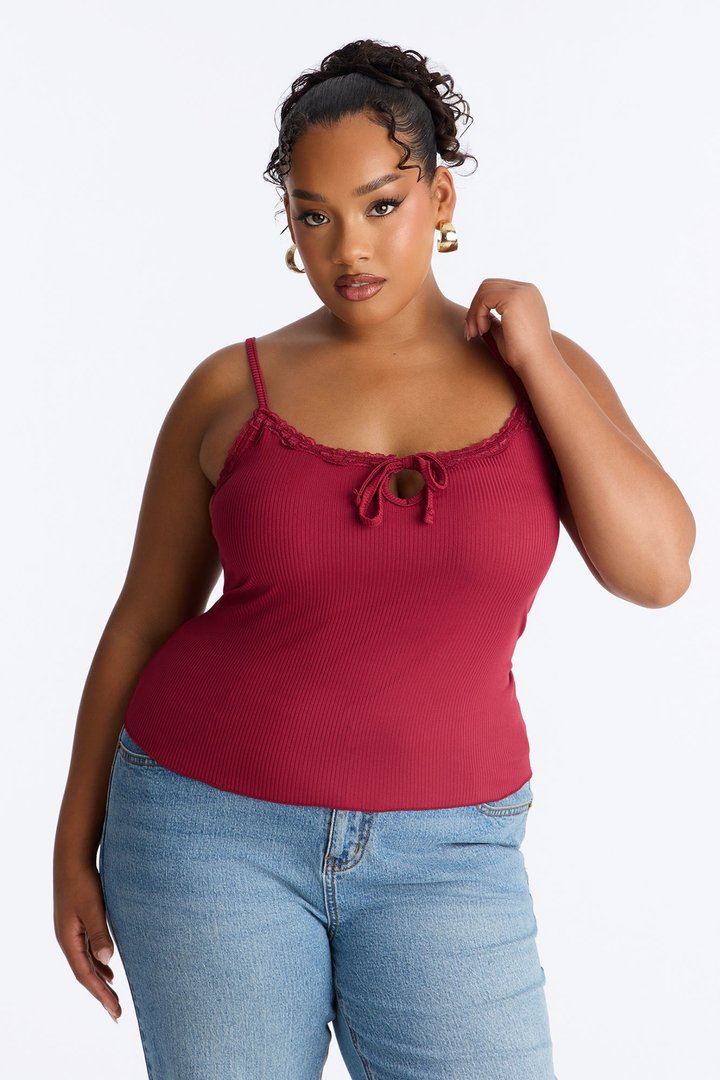 Gracie 2PC Cardigan And Tank Top - Burgundy