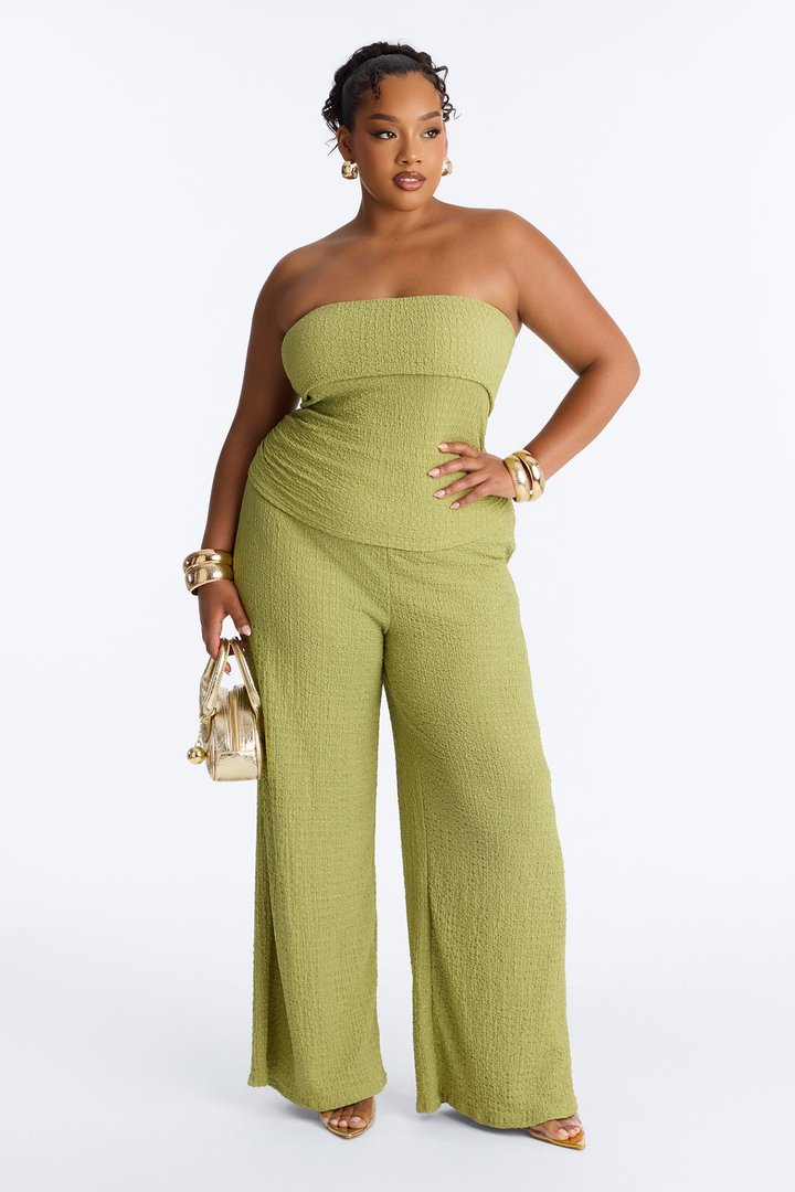 Kianna Textured Strapless Pant Set - Sage