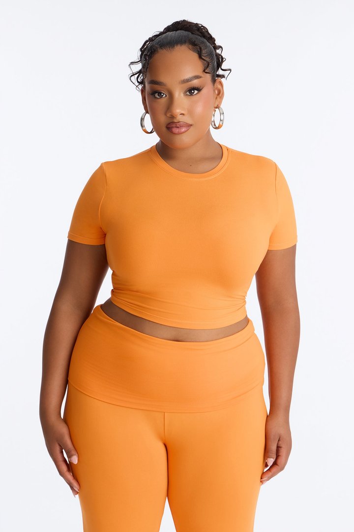 Keeping Up Foldover Waist Pant Set - Orange