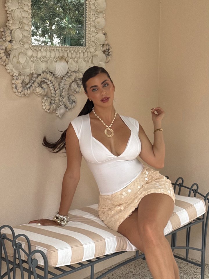 Salty Sweet Plunge Neck Top - White