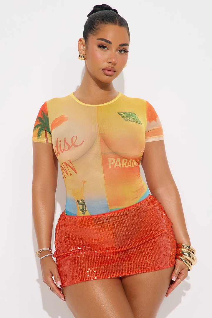 Lost In Paradise Mesh Bodysuit - Multi Color