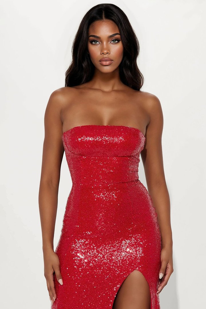 Elegant Affair Sequin Gown - Red