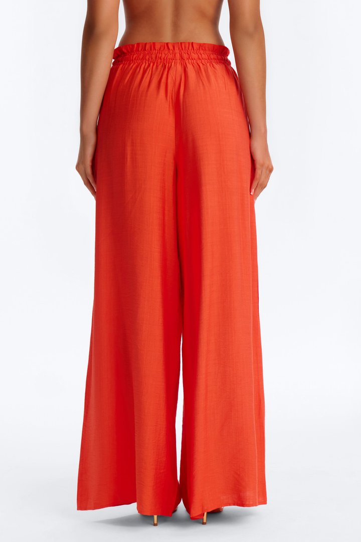 Lainey High Rise Wide Leg Pant 33″ - Tangerine