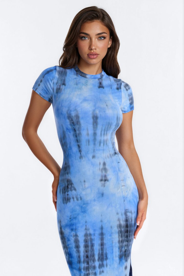 Raven Tie Dye Maxi Dress - Blue/combo