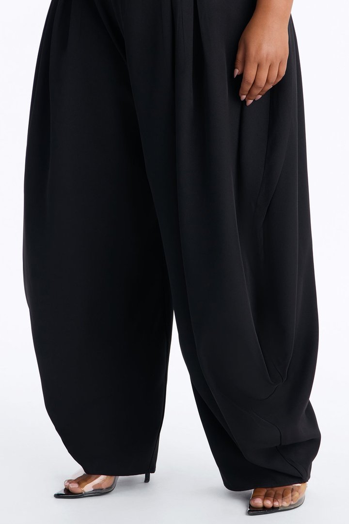 Naomi Exaggerated Barrel Leg Trouser - Black