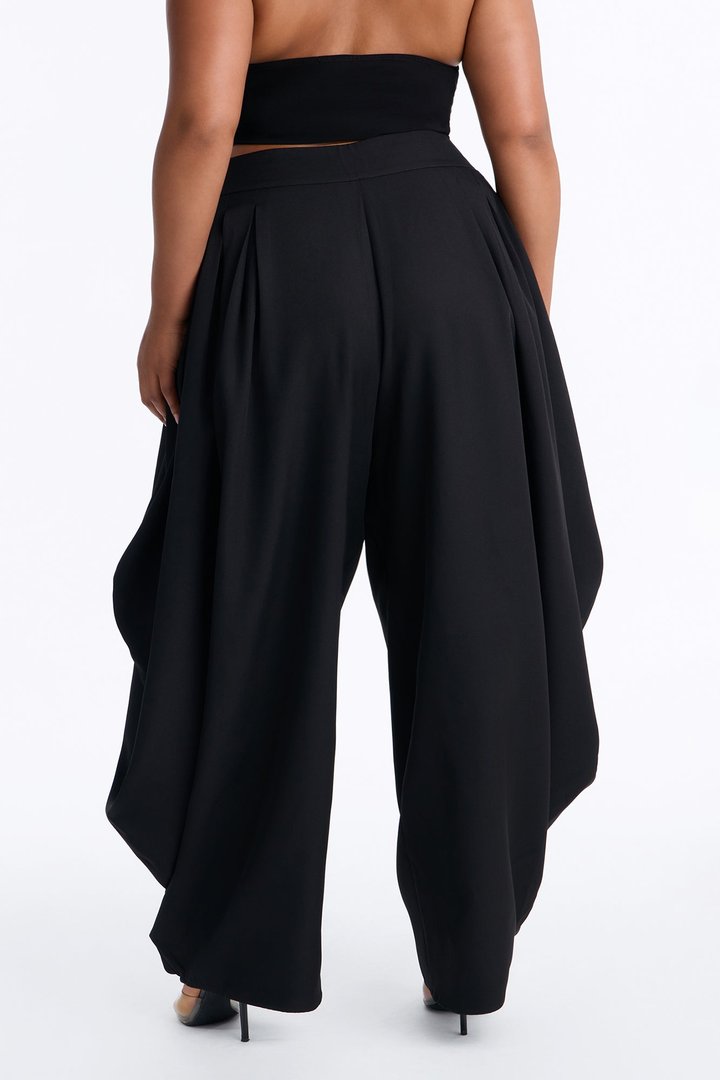 Naomi Exaggerated Barrel Leg Trouser - Black