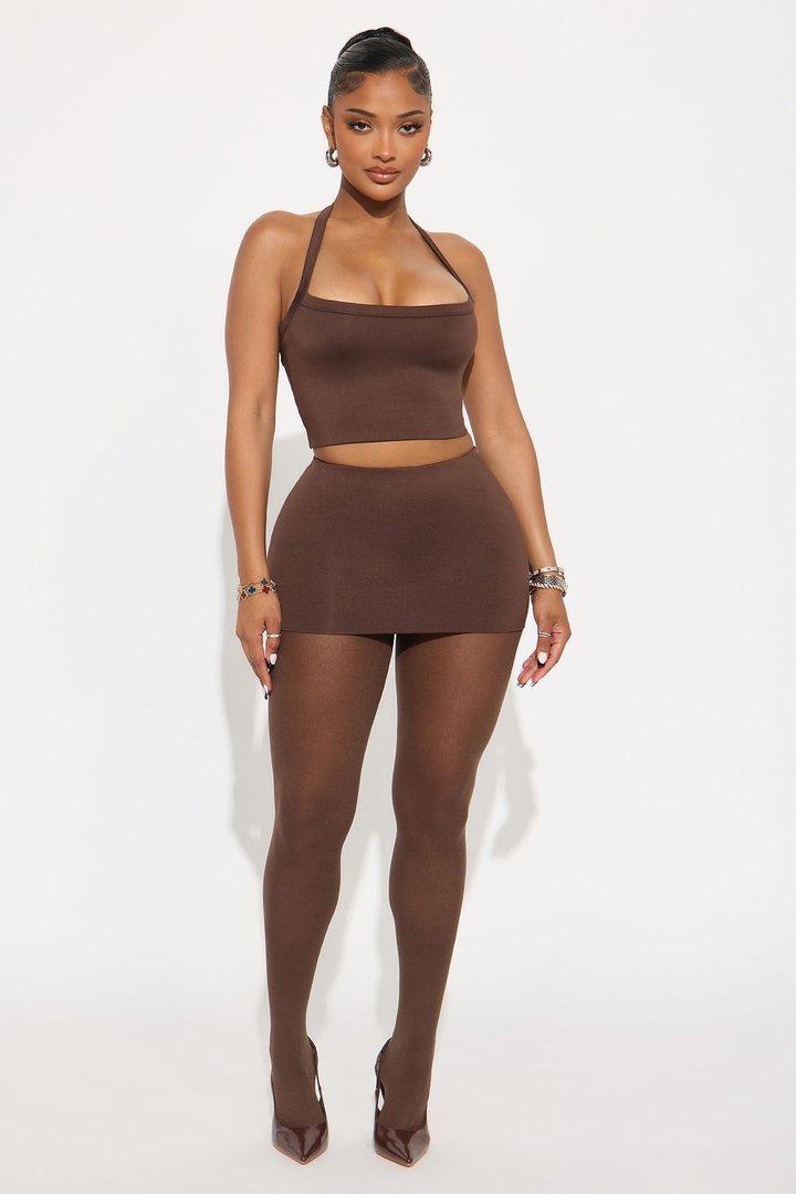Contour Double Lined Mini Skirt - Chocolate