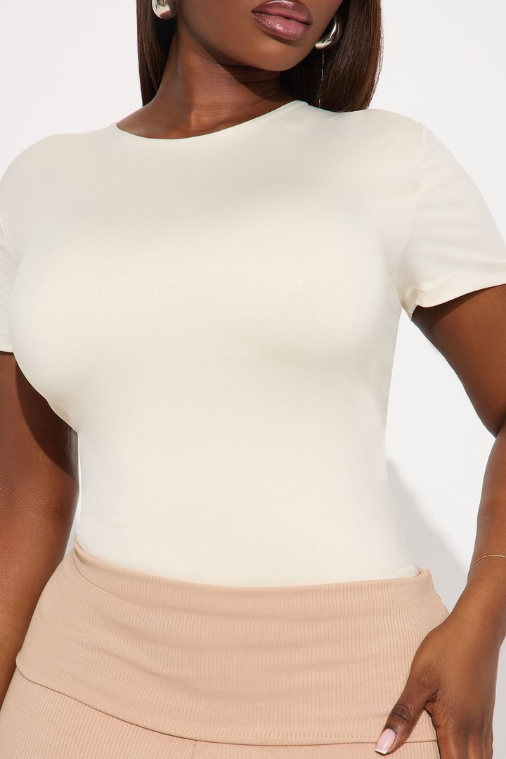 Contour Double Lined Short Sleeve Baby Tee - Bone