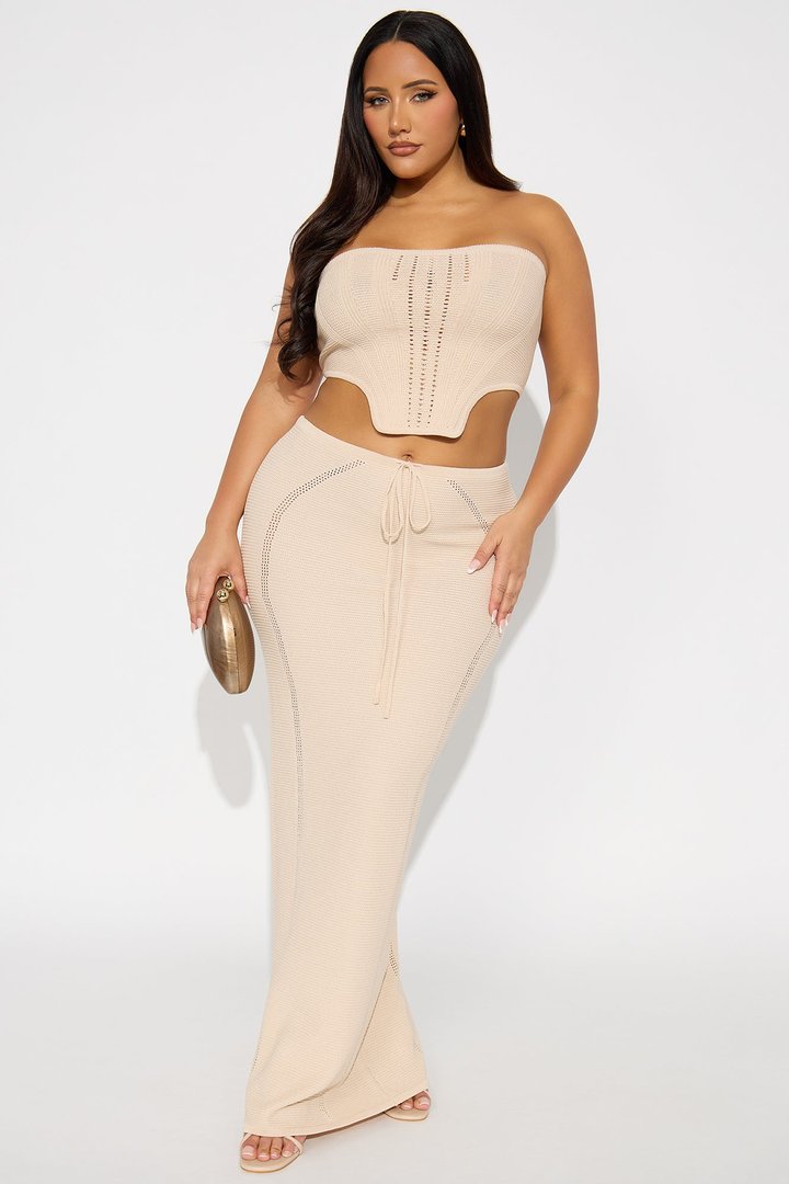 Lyla Crochet Maxi Skirt Set - Cream