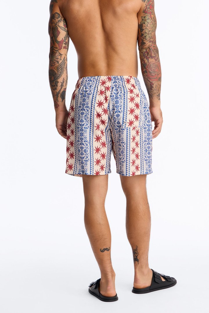 Striped Summer Tapestry Swim Trunk 7″ - Multi Color
