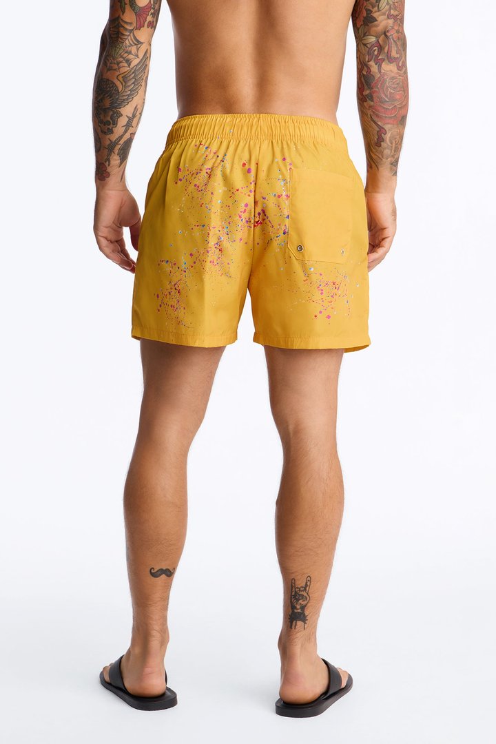 Relaxed Blessed Summer Drip Swim Trunk 4″ - Yellow/combo