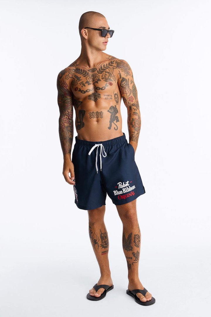 PBR Iconic Summer Swim Trunk 7″ - Navy/combo