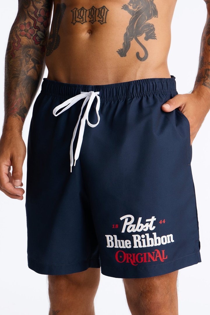 PBR Iconic Summer Swim Trunk 7″ - Navy/combo