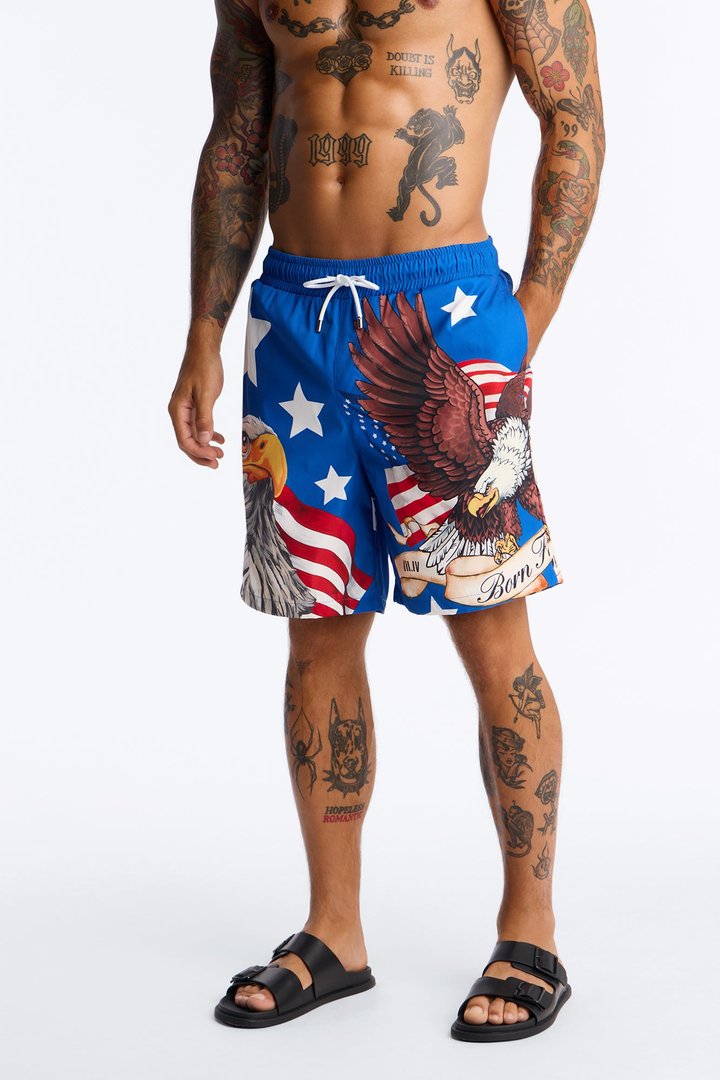 Patriotic Summer Swim Trunk 7″ - Multi Color