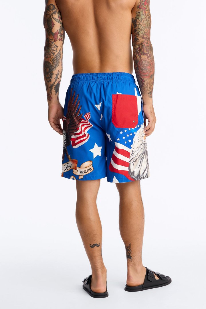 Patriotic Summer Swim Trunk 7″ - Multi Color