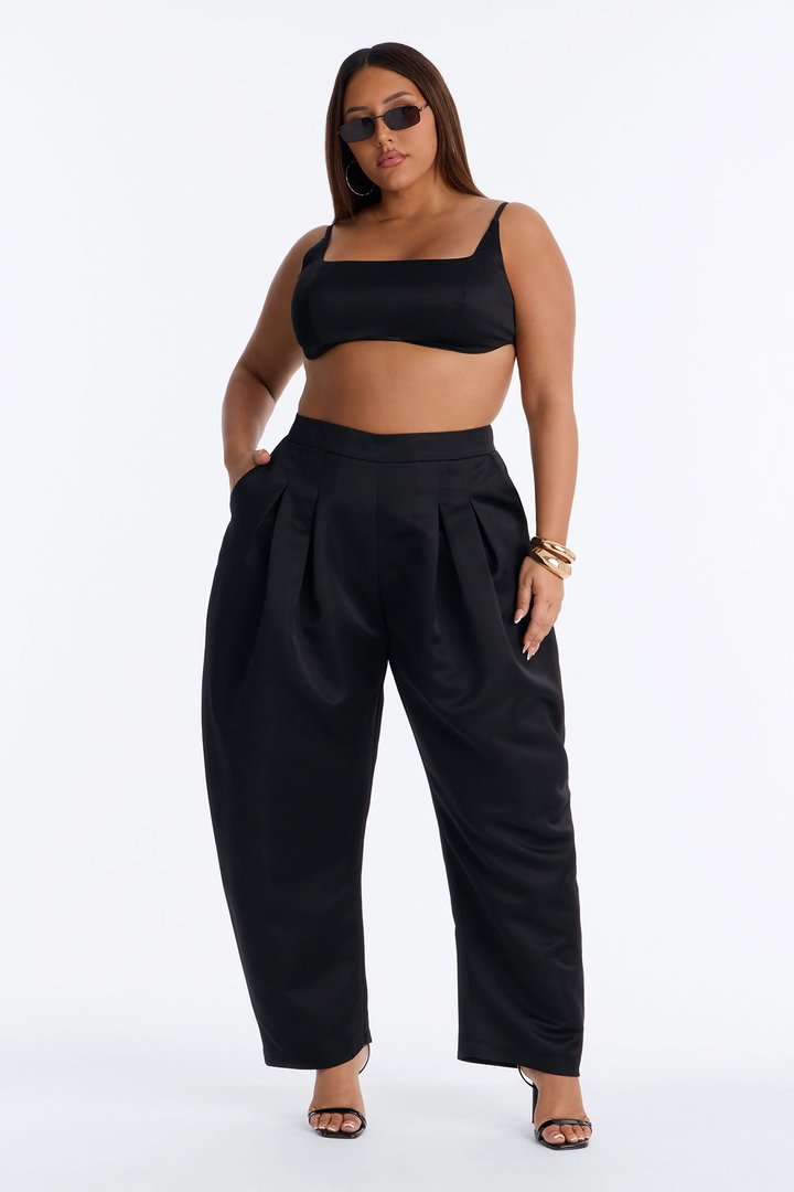 Ottilie Square Neck Tie Back Bralette Top - Black
