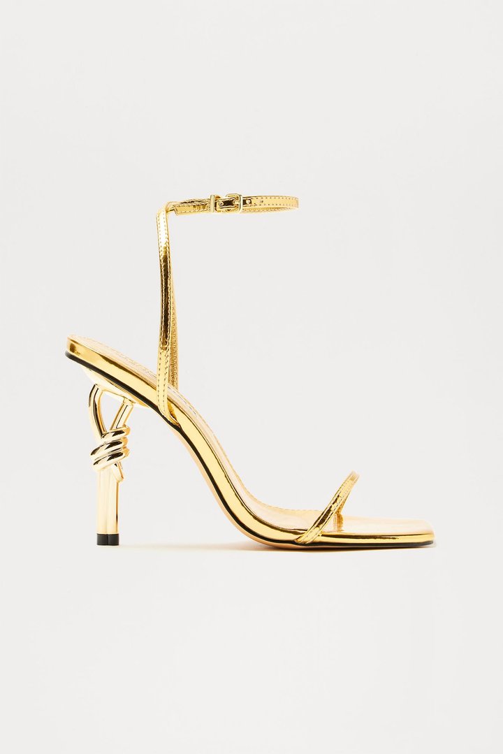 Ready Or Knot Heeled Sandals - Gold