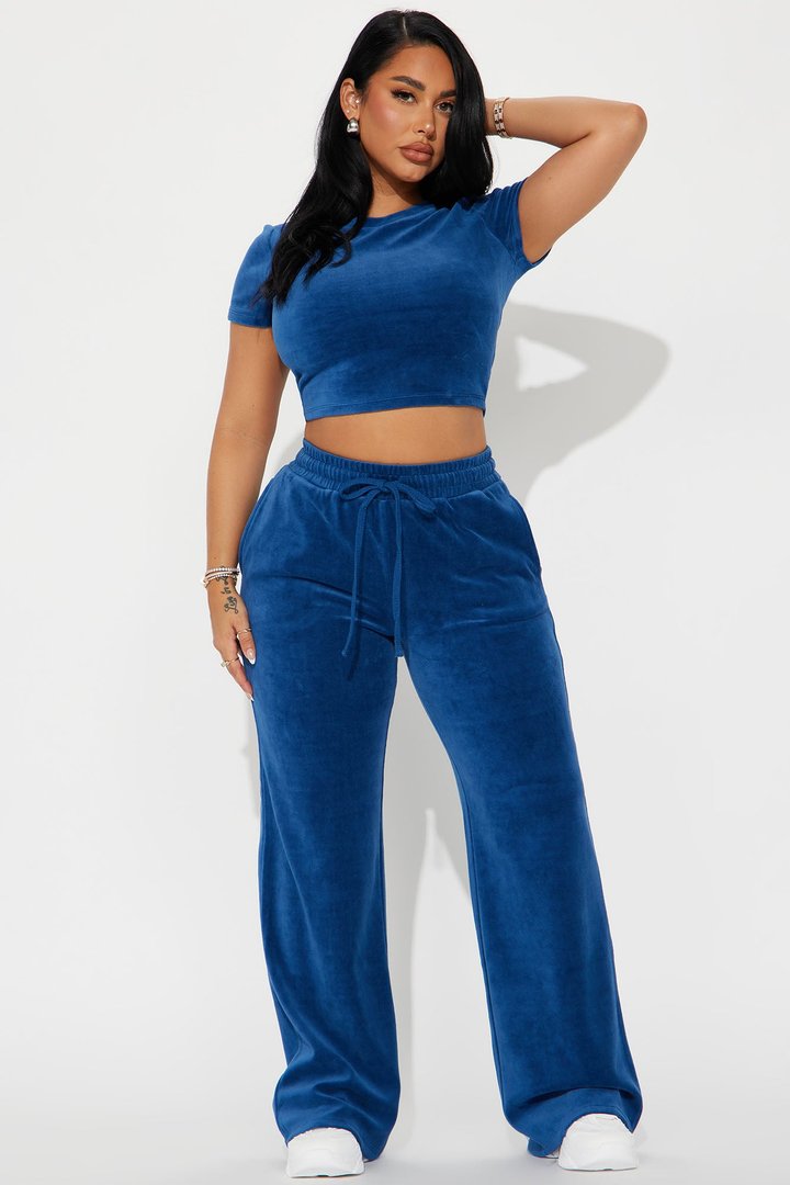 OG Trendsetter Velour Baby Tee Set - Navy