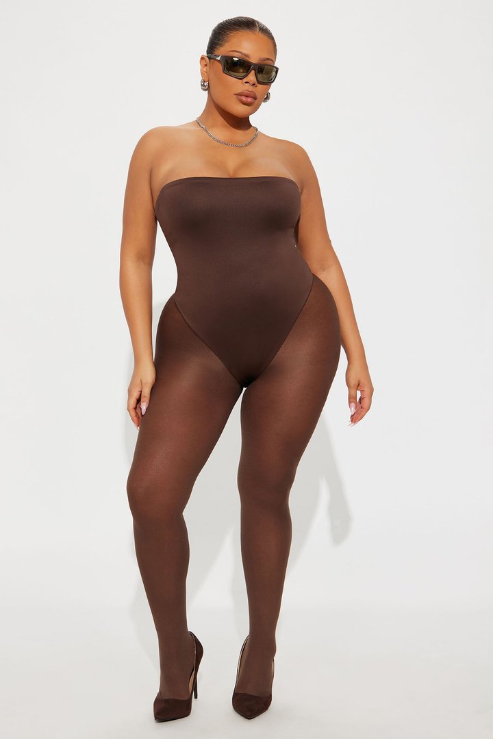 Contour Double Lined Strapless Bodysuit - Chocolate