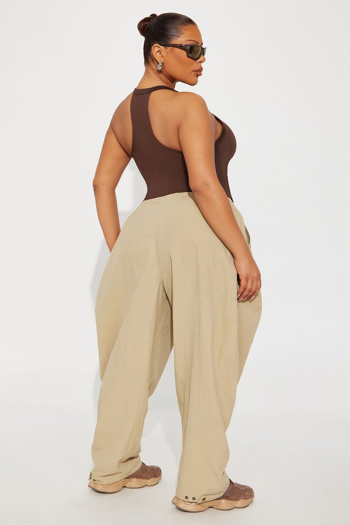 Contour Double Lined V-Neck Tank Top - Chocolate