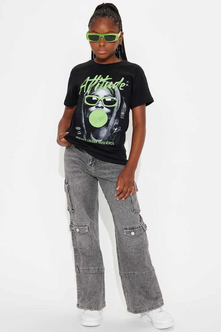Mini Attitude Runs Deep Oversized Tee - Black