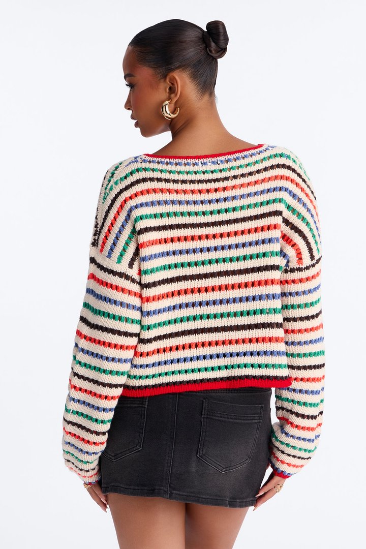 Quinn Striped Long Sleeve Sweater - MultiColor