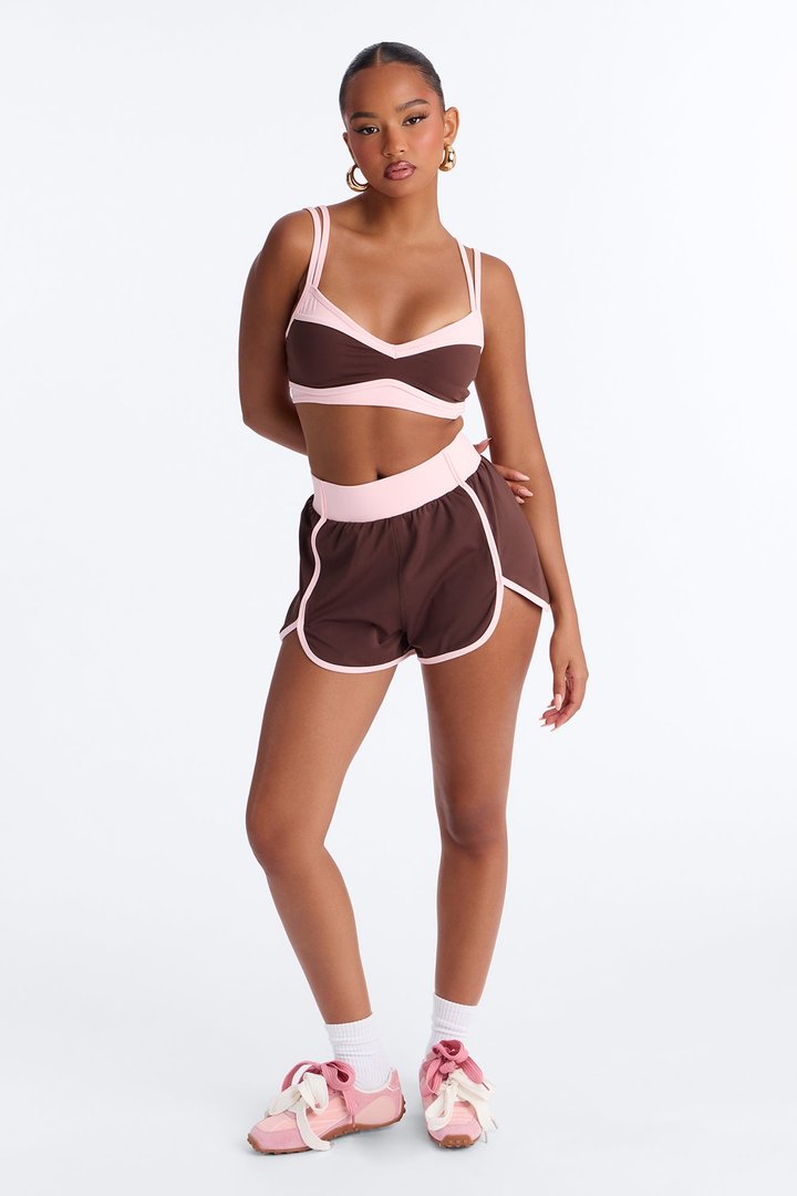 Kali Active Sports Bra Short Set - Brown/combo