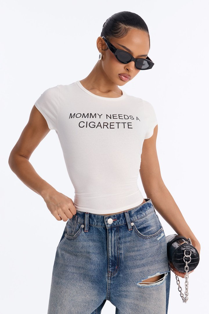 Mommy Needs A Cigarette Baby Tee - Off White