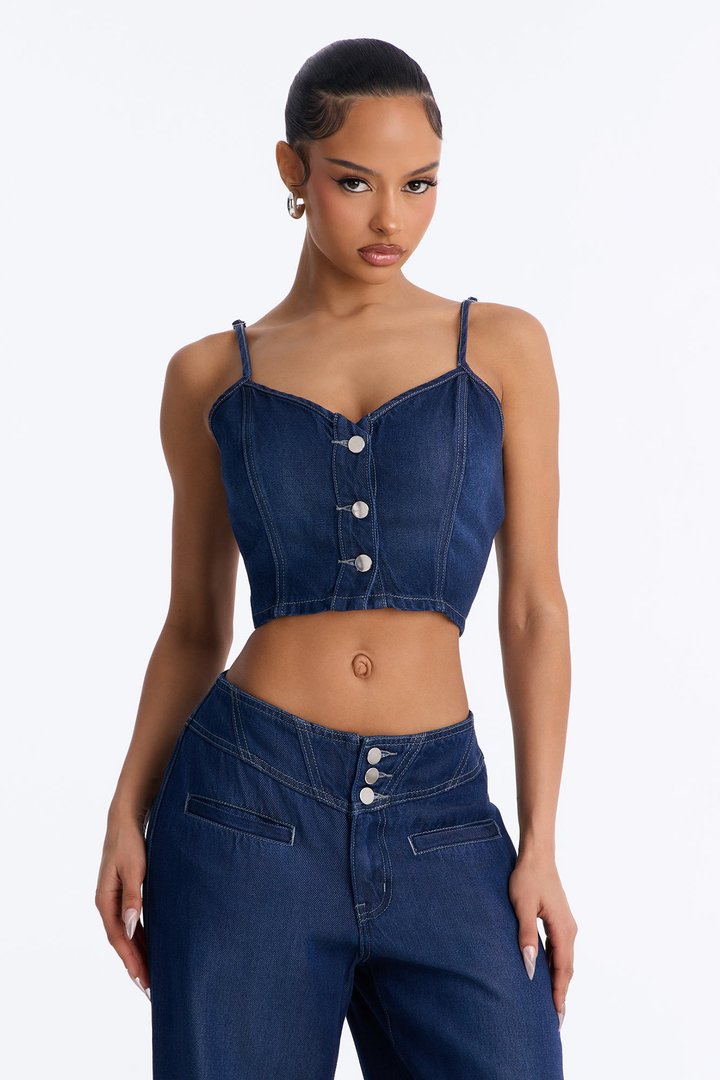 Maxine Denim Pant Set - Dark Wash