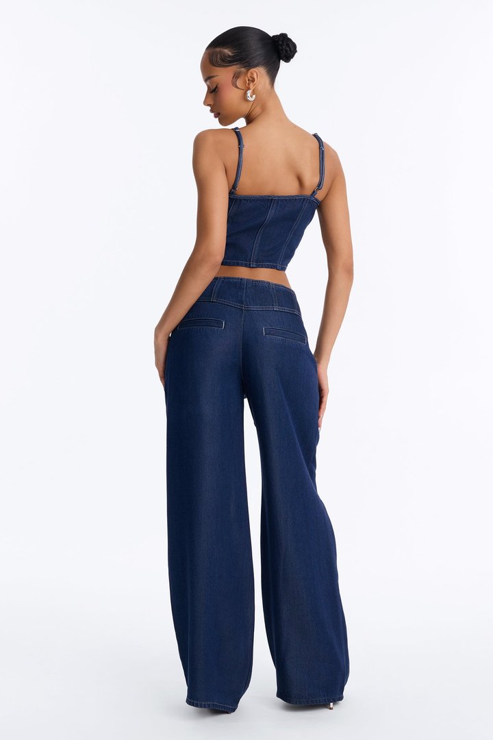 Maxine Denim Pant Set - Dark Wash