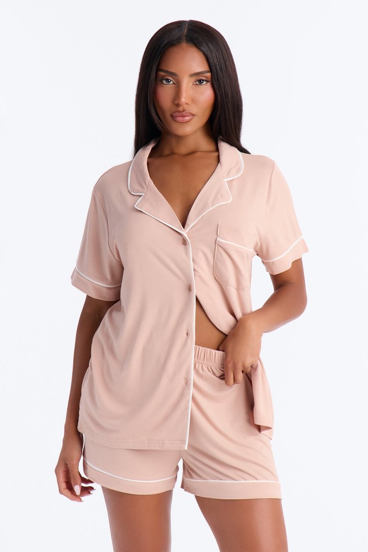 In The Morning PJ Short Sleeve Short Set - Mocha