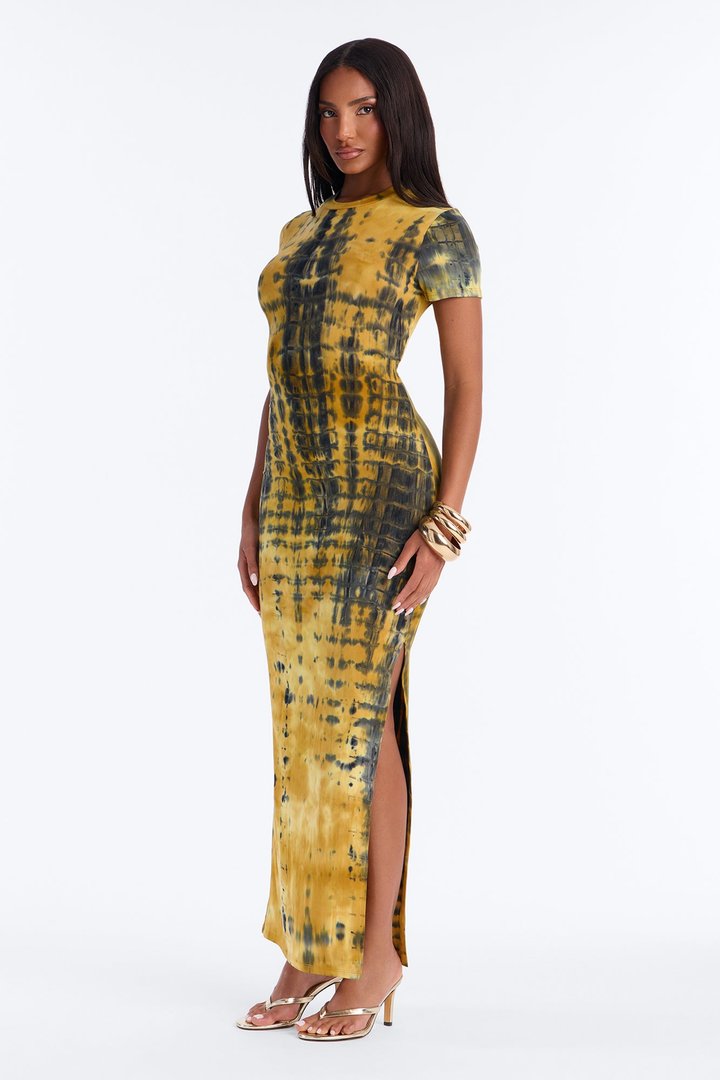 Raven Tie Dye Maxi Dress - Yellow/combo