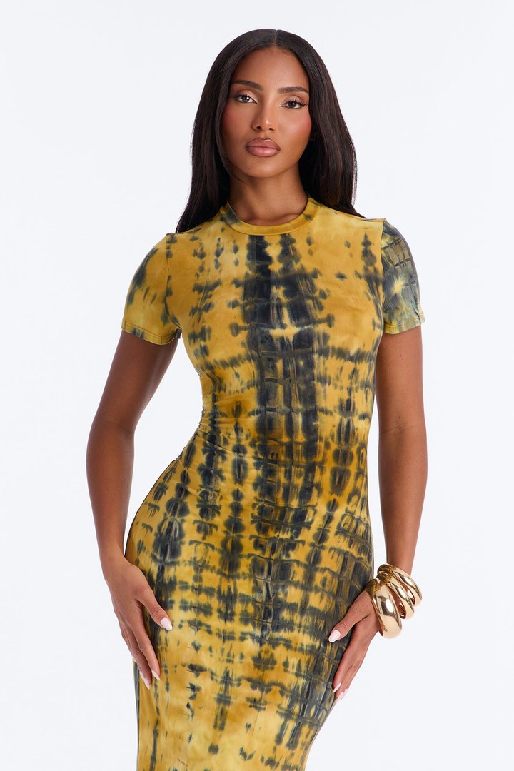 Raven Tie Dye Maxi Dress - Yellow/combo