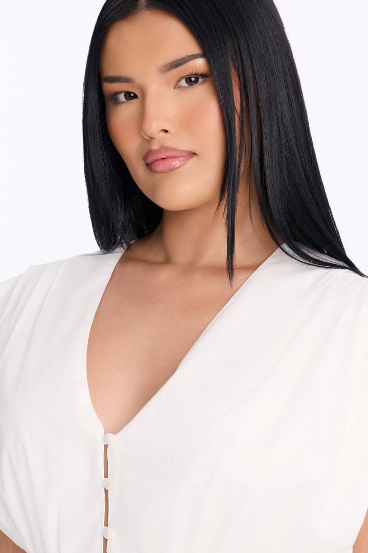 Priscilla Cinched Waist Sleeveless Top - White