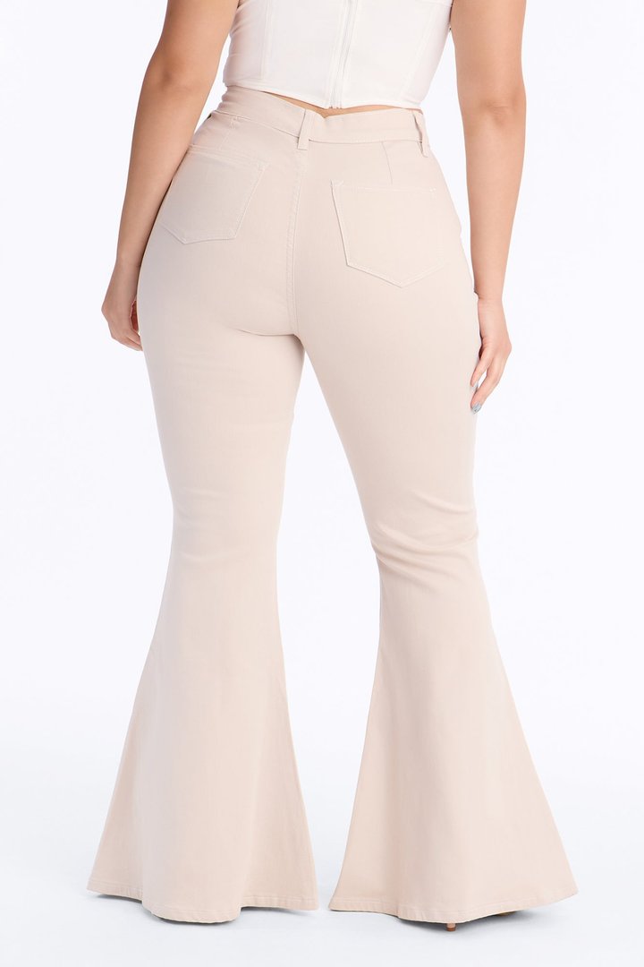 Natalie High Rise Washed Flare Pant - Stone