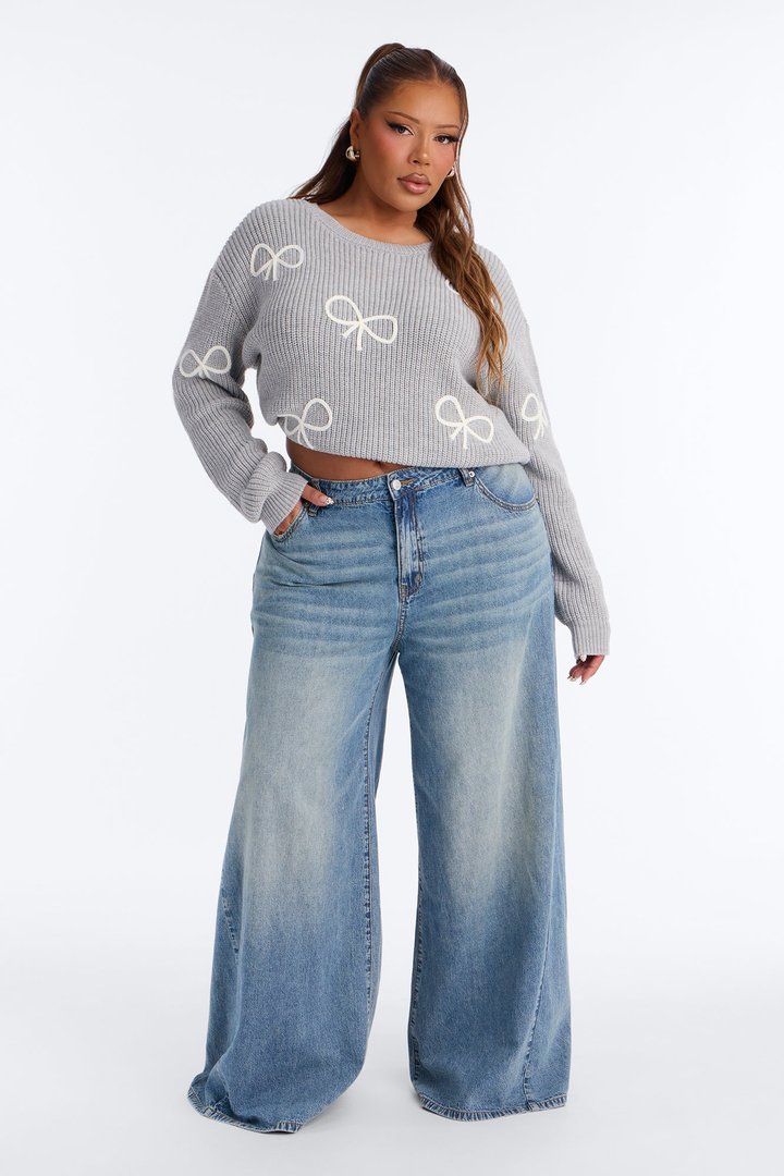 Bows Bows Bows Sweater - Grey/combo