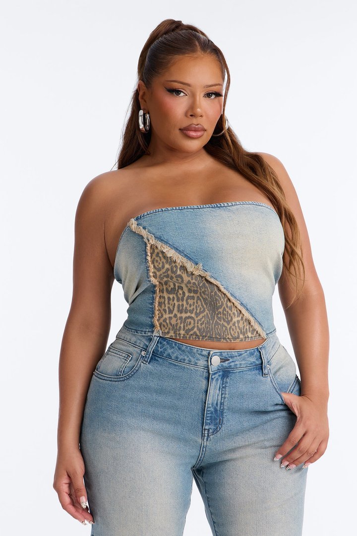 Sara Flare Denim Pant Set - Medium Wash
