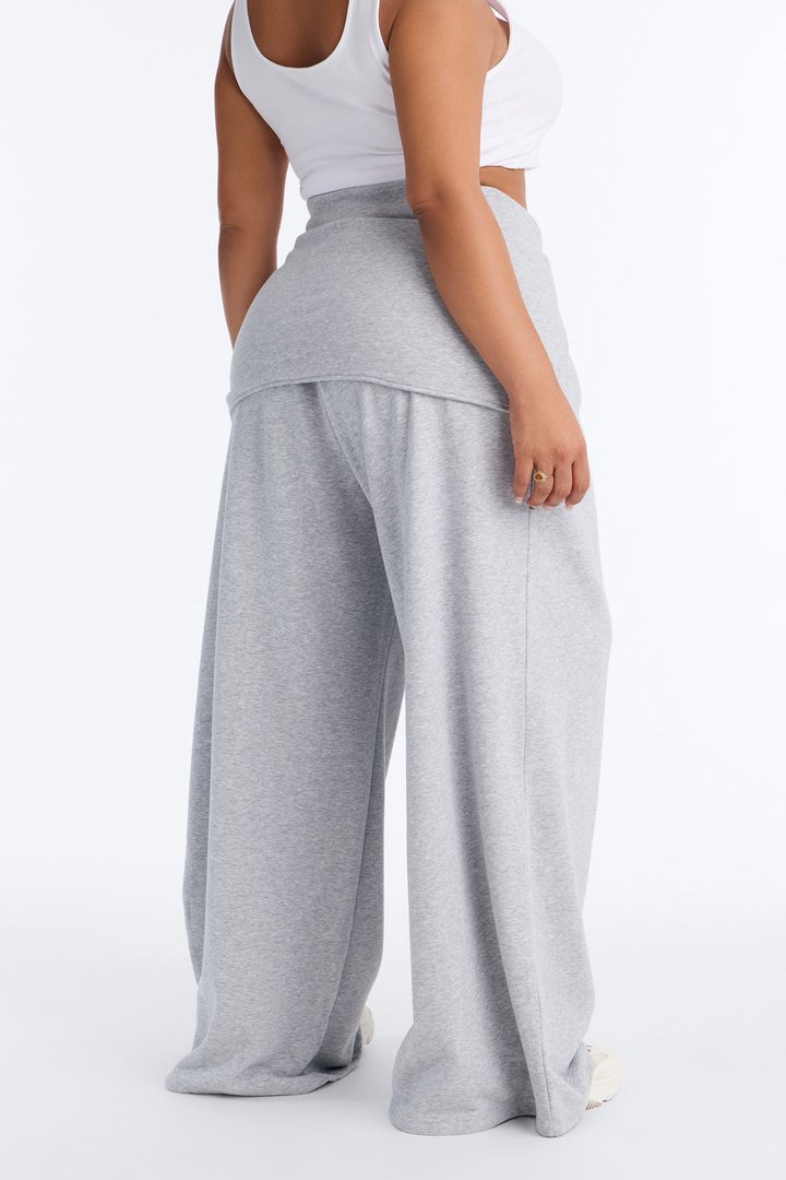 Mia Tie Waist French Terry Lounge Pant - Heather Grey