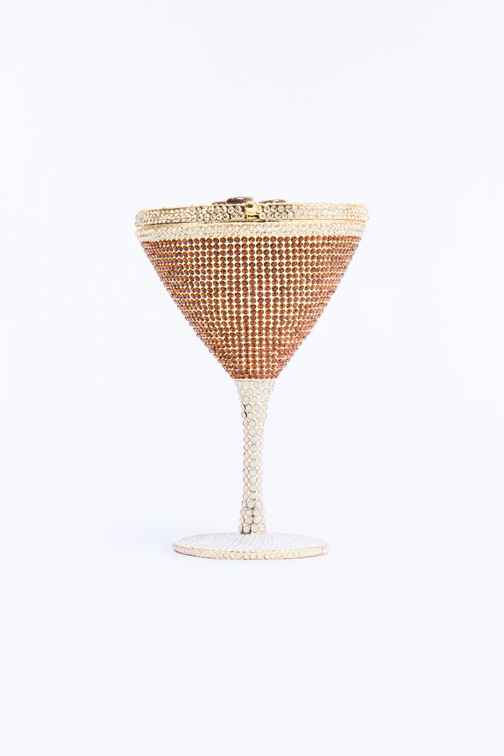 Espresso Martini Rhinestone Clutch Handbag - Gold/Brown