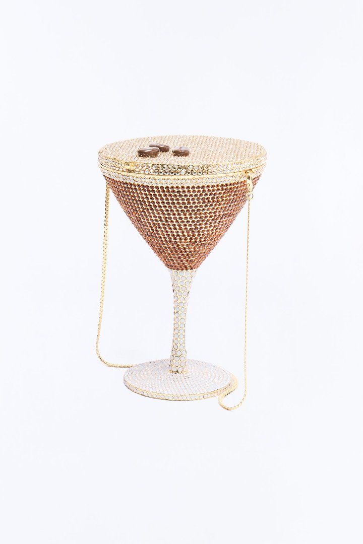 Espresso Martini Rhinestone Clutch Handbag - Gold/Brown