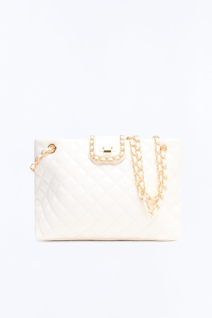 Clean Stitch Faux Leather Tote - Ivory