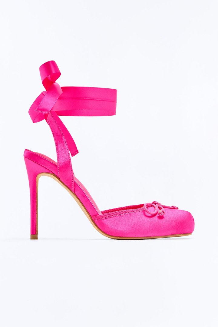 Pirouette Satin Ballet Pumps - HotPink