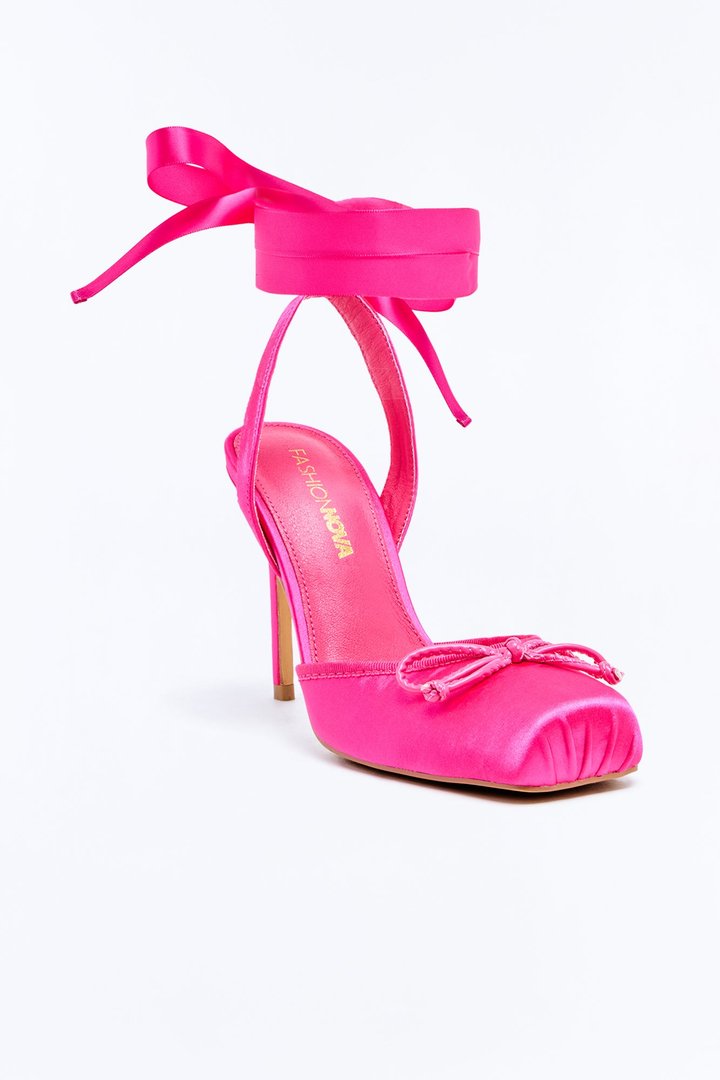 Pirouette Satin Ballet Pumps - HotPink