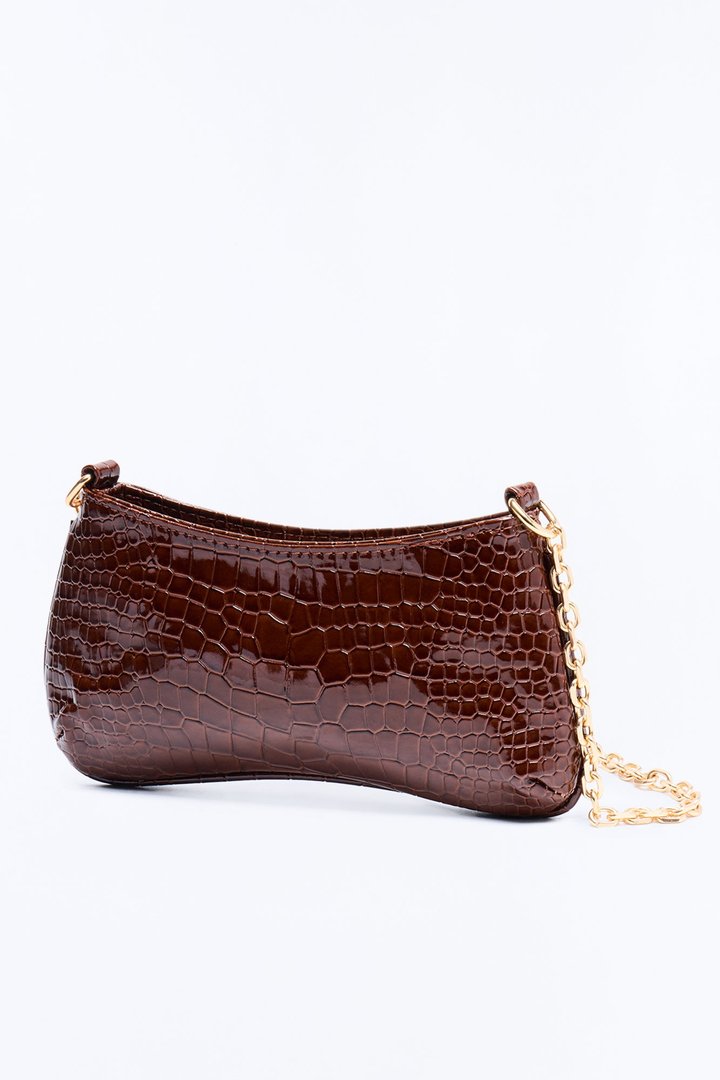 Reptile Runway Embossed Croc Handbag - Chocolate