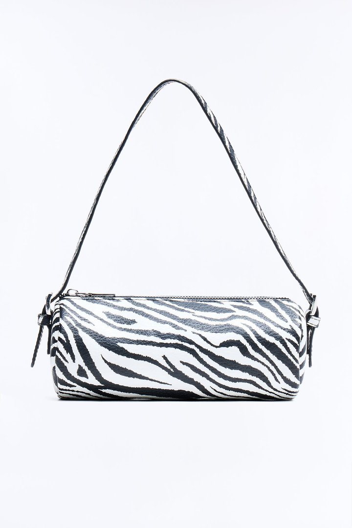Everyday Essential Faux Leather Shoulder Handbag - Black/White