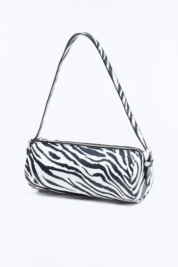 Everyday Essential Faux Leather Shoulder Handbag - Black/White