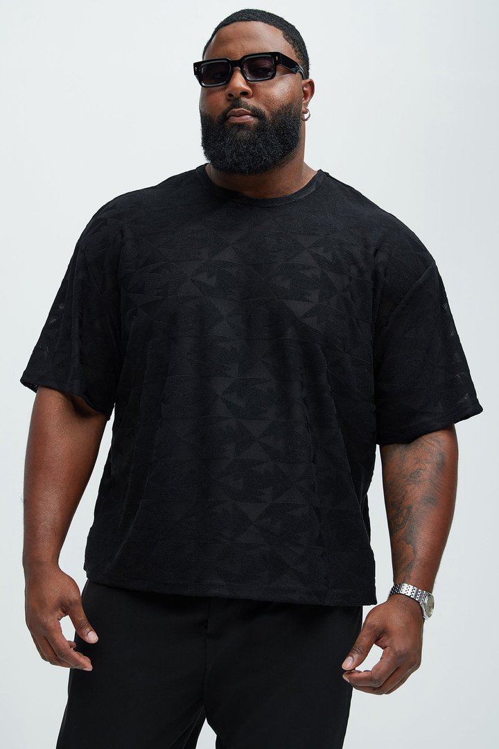 Binney Jacquard Relaxed Short Sleeve Tee - Black