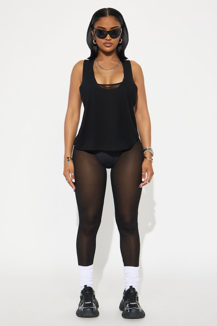 Modal Loose Tank Top - Black