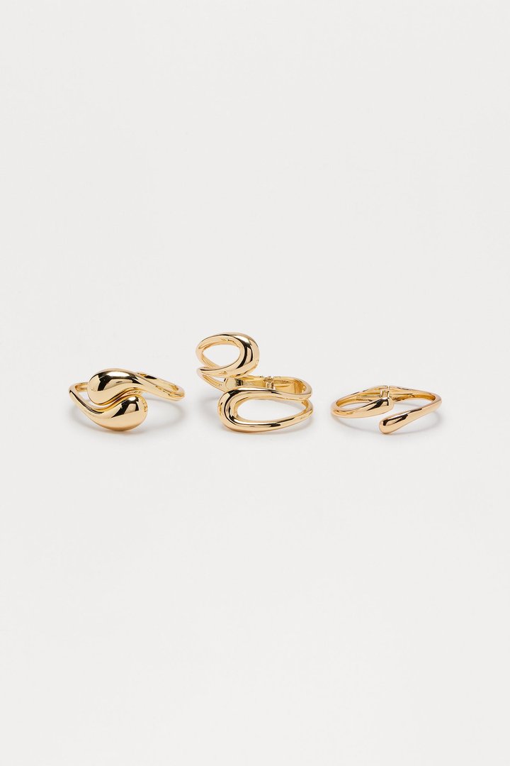 Jude Abstract 3 Piece Bracelet Set - Gold